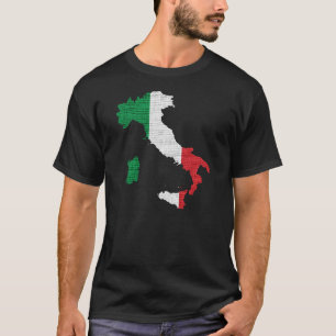 イタリアの旗の地図 Tシャツ