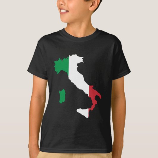 イタリアの旗の地図 Tシャツ (正面)