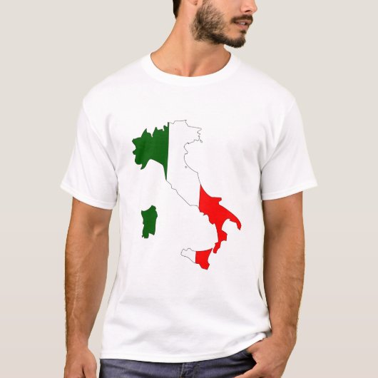 イタリアの旗の地図 Tシャツ (正面)