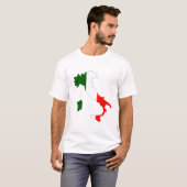 イタリアの旗の地図 Tシャツ (正面フル)