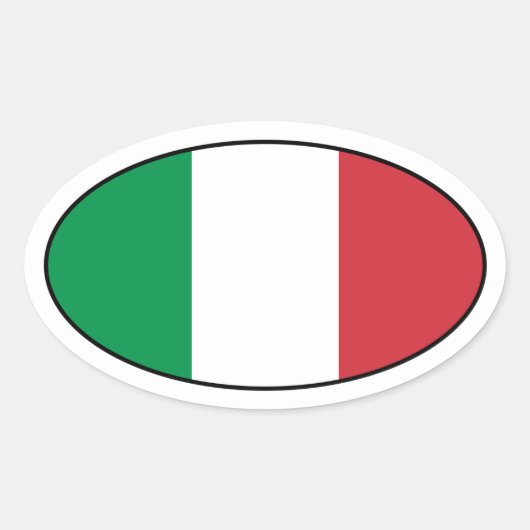 イタリアの旗の楕円形のステッカー 楕円形シール (正面)