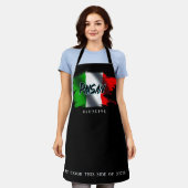 イタリアの旗 イタリア国旗 ブラックエプロン エプロン (着用した状態)