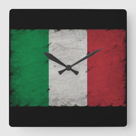 イタリアの旗 スクエア壁時計 (正面)