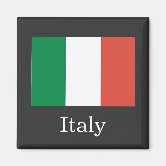 イタリアの旗、白文字、 マグネット (正面)