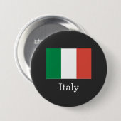 イタリアの旗、白文字、 缶バッジ (正面&裏面)