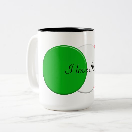 イタリアの旗。 私はイタリアを愛します ツートーンマグカップ (正面左)