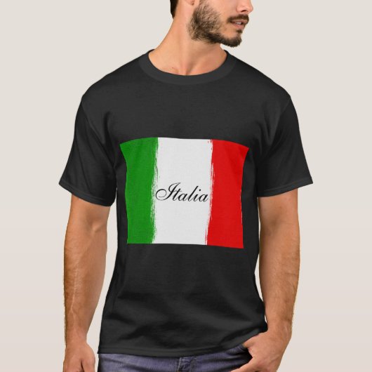 イタリアの旗。 私はイタリアを愛します。 テキスト Tシャツ (正面)