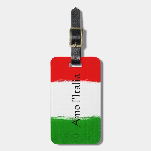 イタリアの旗。 私はイタリアを愛します ラゲッジタグ (正面縦)