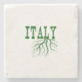 イタリアの木のルーツワードアートイタリアンルート緑 ストーンコースター (正面)