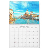 イタリアの水彩画 カレンダー (1月 2026)