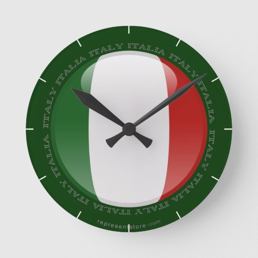 イタリアの泡旗 ラウンド壁時計 (正面)