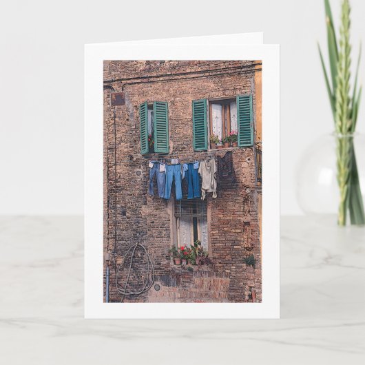 "イタリアの洗濯日"の写真挨拶状 カード (正面)