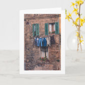 "イタリアの洗濯日"の写真挨拶状 カード (黄色い花)