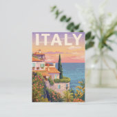 イタリアの海岸の村 日没 ポストカード (スタンド正面)