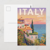 イタリアの海岸の村 日没 ポストカード (正面/裏面)