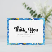 イタリアの海岸の青い水彩画のレモン ウェディング シャワー サンキューカード (スタンド正面)