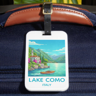 イタリアの湖コモのヴィンテージ旅行イラスト ラゲッジタグ