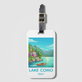 イタリアの湖コモのヴィンテージ旅行イラスト ラゲッジタグ (正面縦)