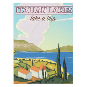 イタリアの湖 ヴィンテージ旅行ポスター テーブルクロス
