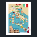 イタリアの漫画の地図 ポスター<br><div class="desc">このデザインはイタリアの漫画の地図を特集している。</div>
