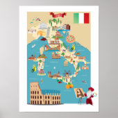 イタリアの漫画の地図 ポスター (正面)
