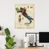 イタリアの漫画の地図（1868年） ポスター (ホームオフィス)