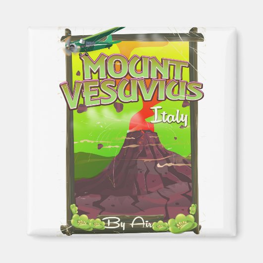 イタリアの漫画風ヴェスヴィオ火山 マグネット (正面)