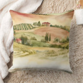 イタリアの田舎の風景 水彩画 クッション (ブランケット)