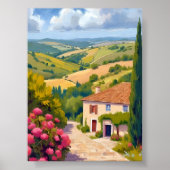 イタリアの田舎風景 | ぶどう畑の水彩画旅行 ポスター (正面)
