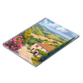 イタリアの田舎風景 | ブドウ畑の水彩画 旅行 ノートブック (左側)