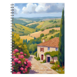 イタリアの田舎風景 | ブドウ畑の水彩画 旅行 ノートブック