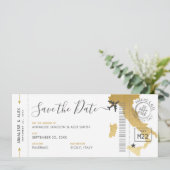 イタリアの目的地の搭乗パス日付金ゴールドの保存 招待状 (スタンド正面)