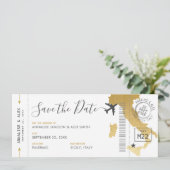 イタリアの目的地の搭乗パス日付金ゴールドの保存 招待状 (スタンド正面)