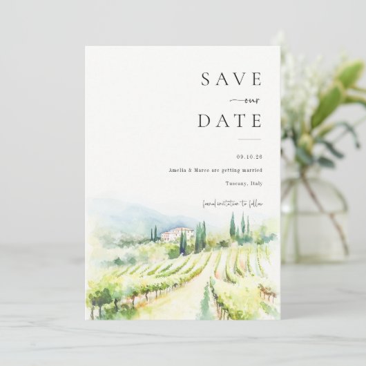 イタリアの目的地の結婚式の日付を保存 招待状 (スタンド正面)