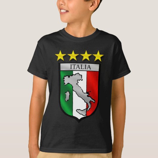 イタリアの盾のイタリアの旗のイタリアの地図 Tシャツ (正面)