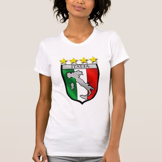 イタリアの紋章のサッカーの世界はバッジに挑みます Tシャツ (正面)