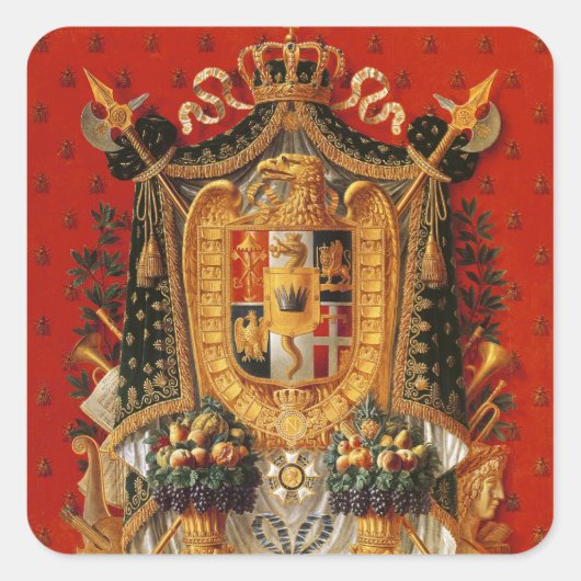 イタリアの紋章、タペストリーのためのデザイン スクエアシール (正面)