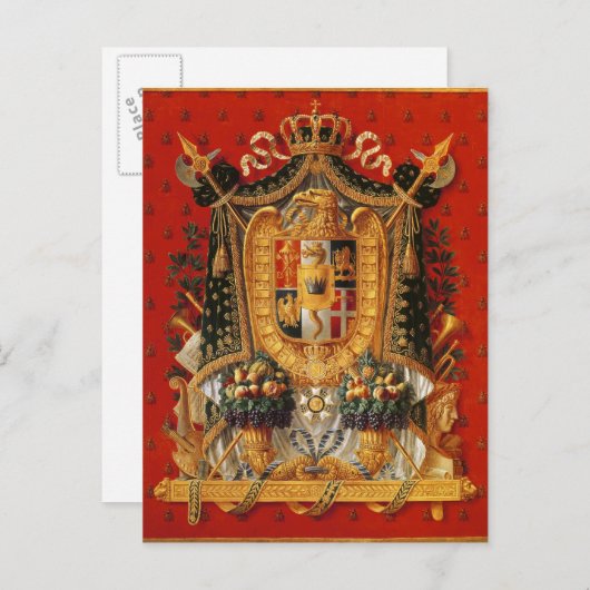 イタリアの紋章、タペストリーのためのデザイン ポストカード (正面/裏面)