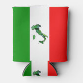 イタリアの緑の地図と国イタリアン旗 缶クーラー (正面)