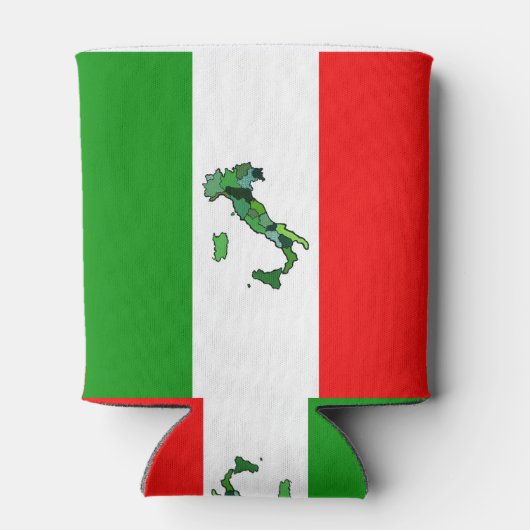 イタリアの緑の地図と国イタリアン旗 缶クーラー (裏面)
