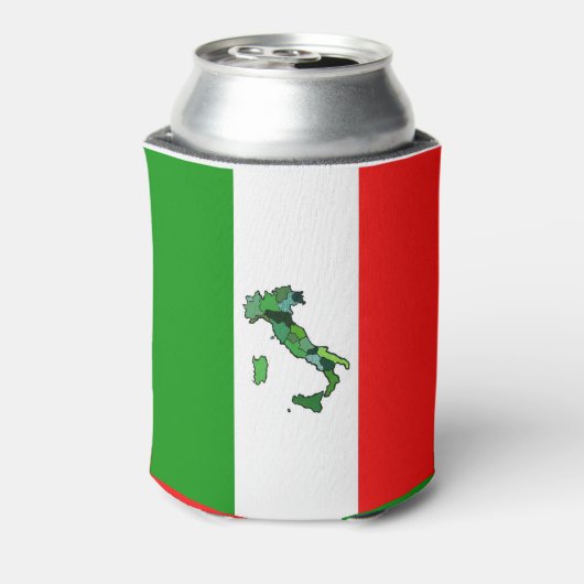イタリアの緑の地図と国イタリアン旗 缶クーラー (缶裏面)