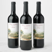 イタリアの美しいぶどう畑のブドウの木 ワインラベル (ボトル)