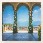 イタリアの美しいアーチを持つイタリアンヴィラの建築 ガラスコースター (正面)