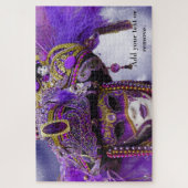 イタリアの美しい紫のヴェネツィアフェスティバルマスク ジグソーパズル (縦)