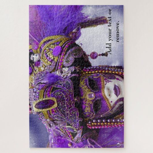 イタリアの美しい紫のヴェネツィアフェスティバルマスク ジグソーパズル (縦)