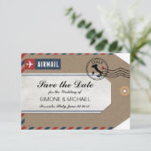 イタリアの航空郵便の荷物のラベルの保存日付 セーブザデート (スタンド正面)