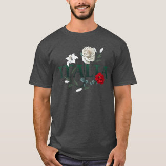 イタリアの花のヴィンテージスタイルのミニマリスト女性用B Tシャツ