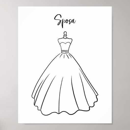 イタリアの花嫁のウェディングドレスアート ポスター (正面)