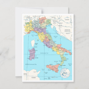 イタリアの詳細地図 ポストカード