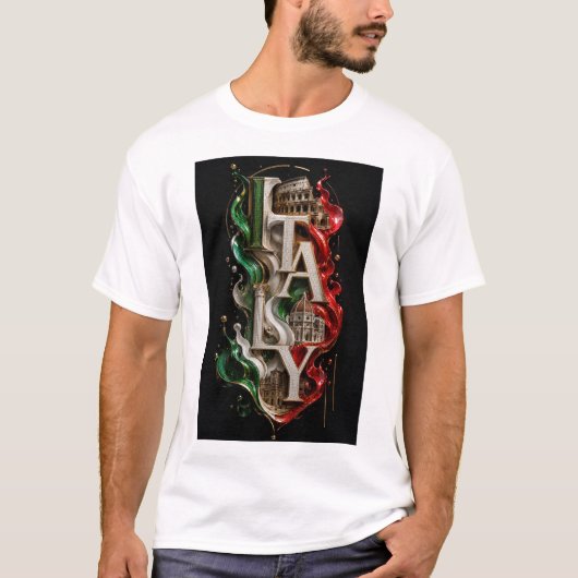 イタリアの贅沢な大理石タイポグラフィ 3D Tシャツ (正面)